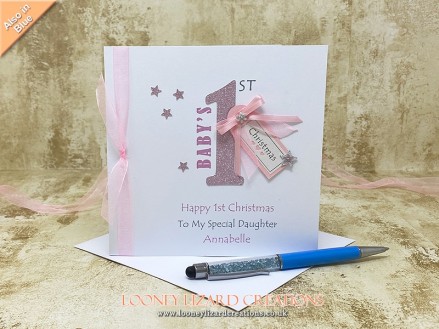 1st Christmas - Features 'Baby’s 1st Christmas’ with sparkly number one and embellished tag.