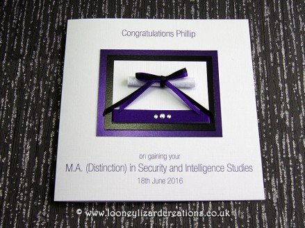 Oxford - Handmade Graduation card in Purple and Black 