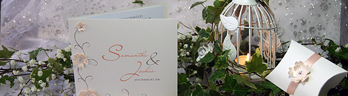 classic fold invitation with flower, crystal and flourish detail