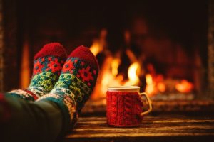 feet up and warm drink