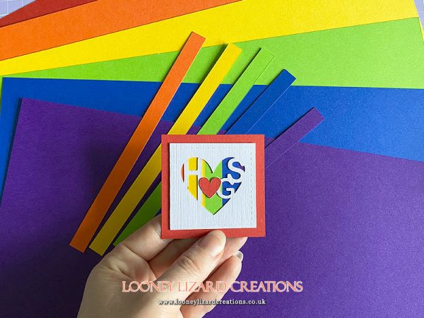 colourful card with decorative hugs panel