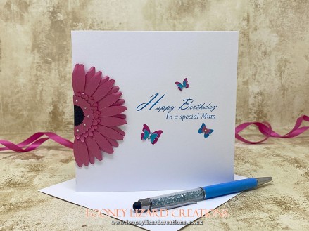 Gerbera: Bright and cheery design, for summery birthday wishes.