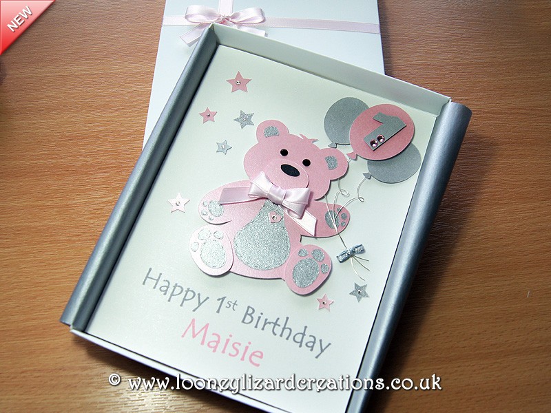 Birthday Bear - Luxury Handmade 1st Birthday Card