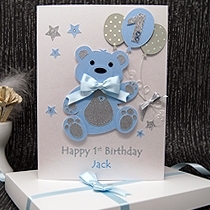 Product shot for: Birthday Bear - Luxury Handmade 1st Birthday Card