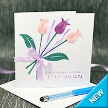 Card featuring a bunch of paper tulips