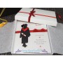 The Graduate Female -Features a silhouette of a female in graduation cap and gown with tassel, hood, and rolled degree. Can be fully personalised.