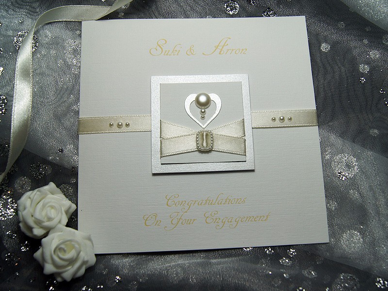 Pearl Handmade Engagement Card