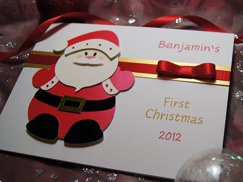 Santa - Handmade Babies 1st Christmas Card