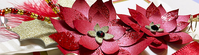 close up of decorative paper poinsettias