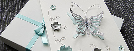 Grace luxury birthday card - featuring butterfly and paper flowers